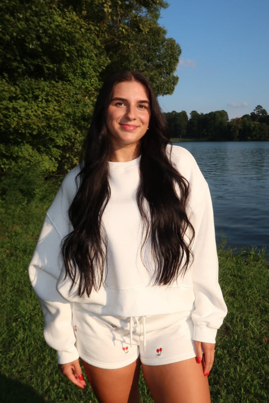 Cropped Crewneck - White
