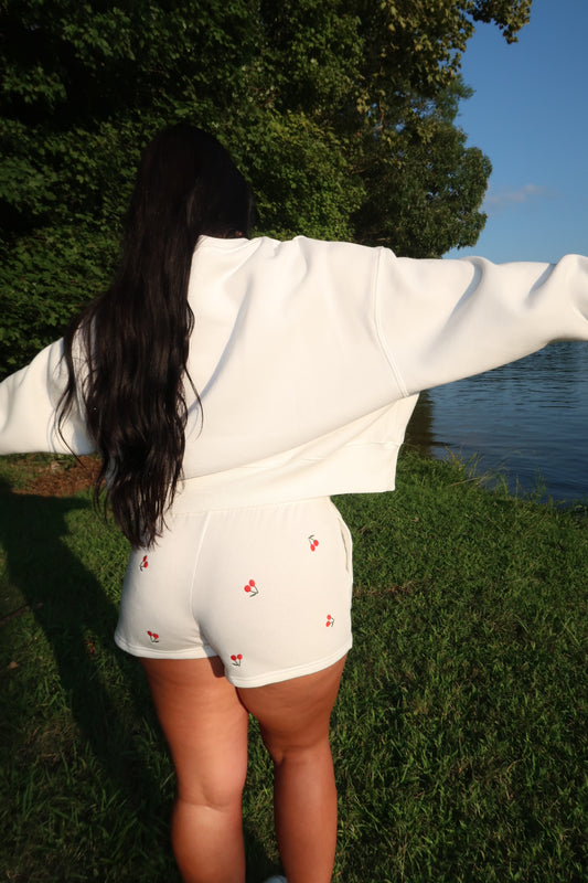 Cropped Crewneck - White